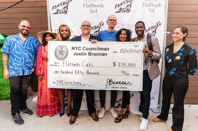 NYC Councilman Justin Brannan unveils $150,000 check for Flatbush Cats new low cost Vet clinic
