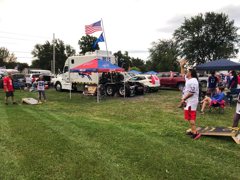 Bills fans play cornhole ahead of the home opener. September 12, 2021