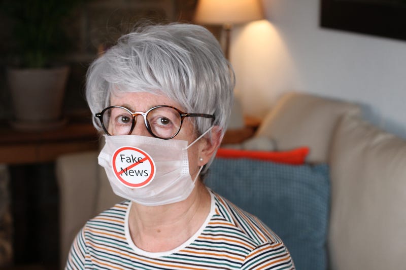 Senior woman affected by coronavirus fake news