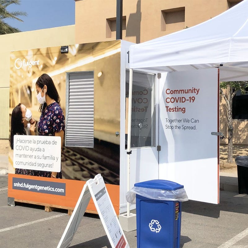 A coronavirus testing pop-up facility in Las Vegas