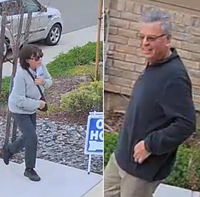 The couple, pictured here, are accused by realtors in the Roseville area of stealing items from open houses.