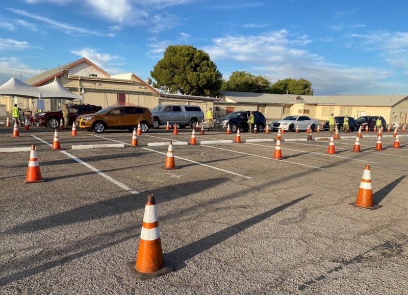 A Las Vegas drive-thru Covid-19 test site
