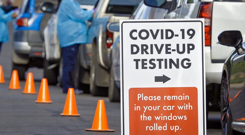 A Covid-19 drive thru test site at UNLV