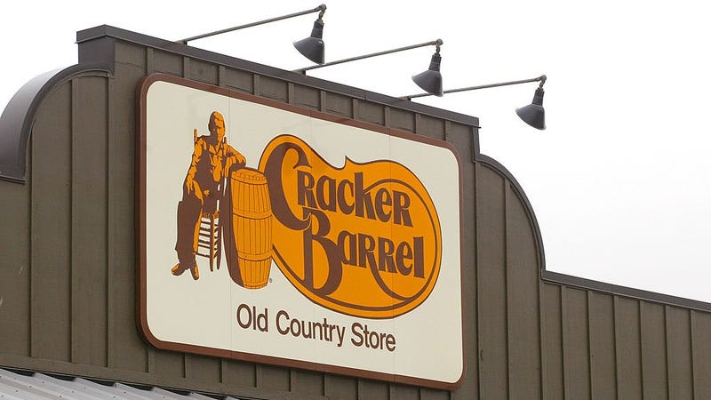 A Cracker Barrel Old Country Store sign is visible atop one of its restaurant stores April 12, 2002 in Naperville, IL. 