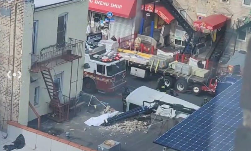 A crane collapsed in East Flatbush, Brooklyn on Tuesday morning.