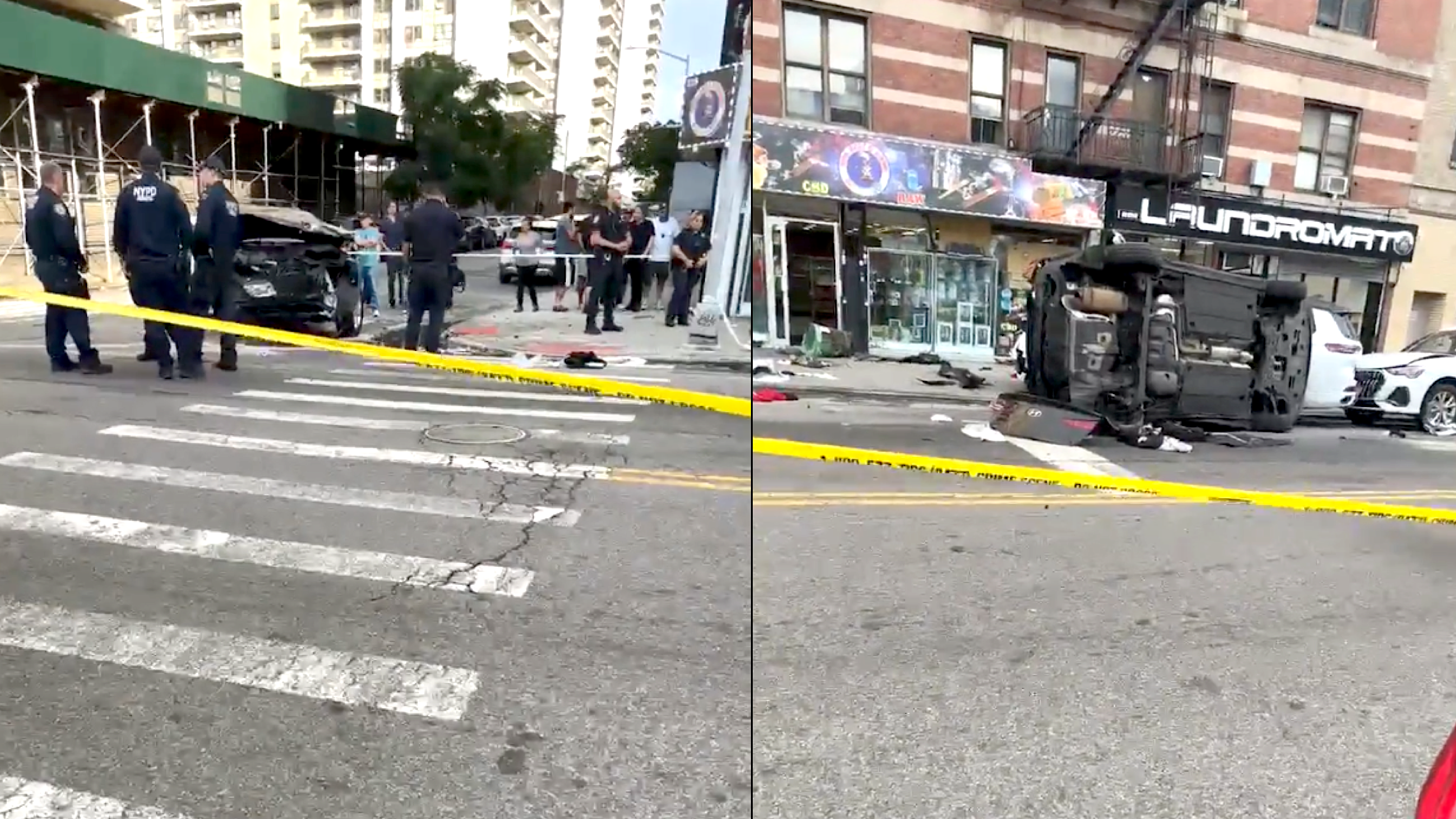 2 killed, 4 injured in Manhattan crash that flipped stolen car, smashed SUVs