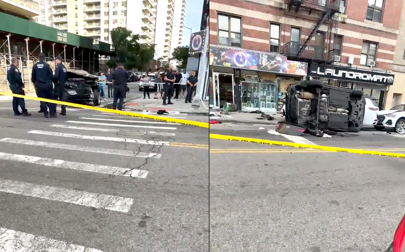 Multiple totaled vehicles were spotted at W. 179th Street and Audubon Avenue as police investigated the 6:30 a.m. crash in Washington Heights