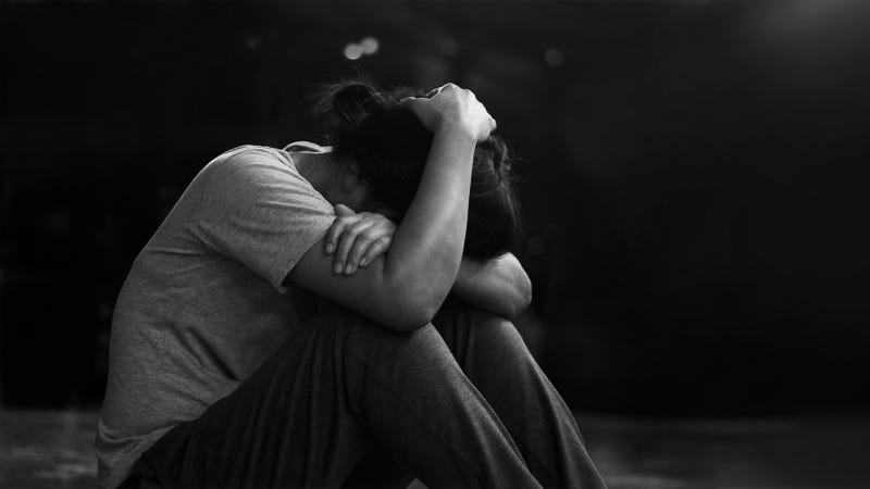 Woman crying alone