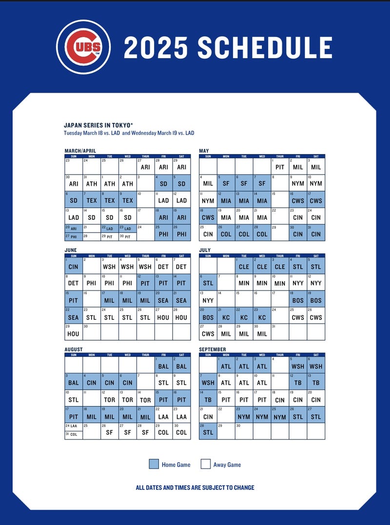 The Cubs have unveiled their 2025 regular-season schedule.