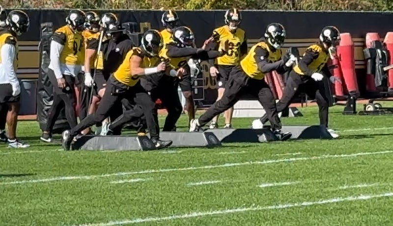 Defensive line at practice