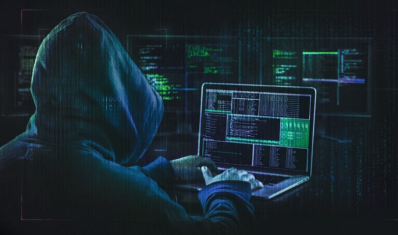 Computer hacker on the Dark Web