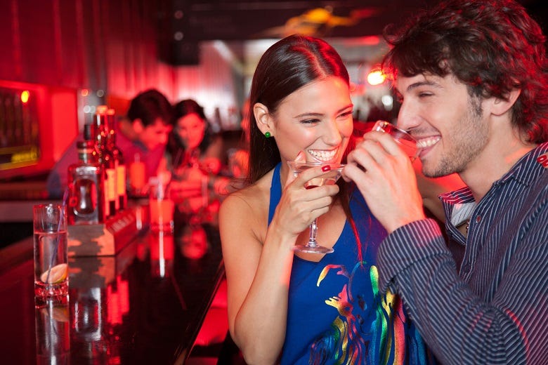 young couple at bar