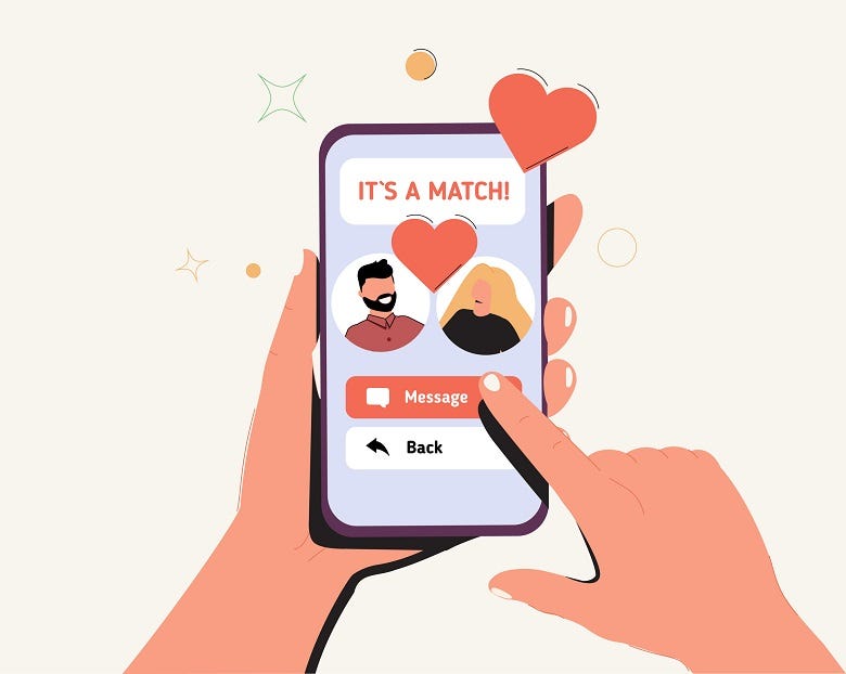 Smart phone dating app graphic