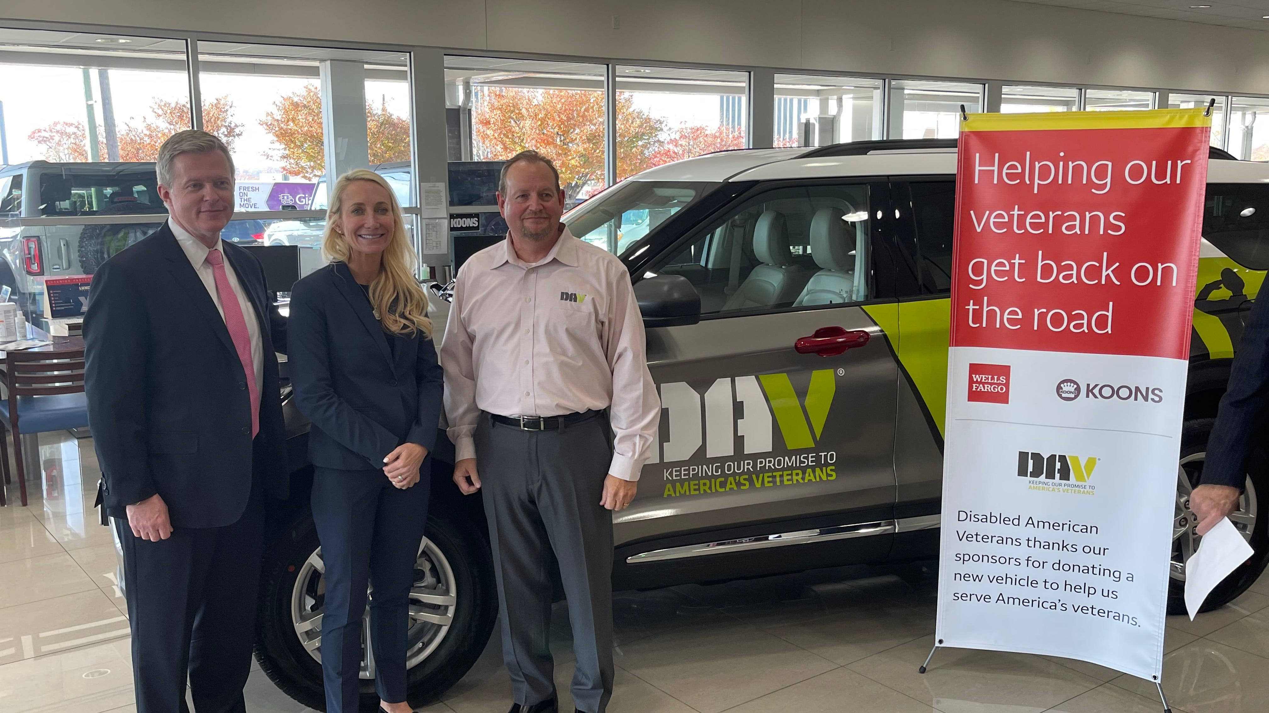 Wells Fargo, Koons Automotive team up to donate SUV to DAV
