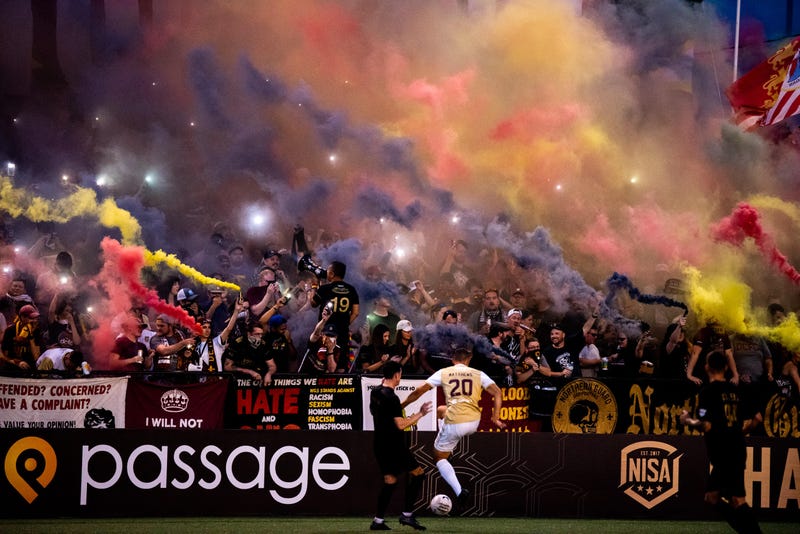 Smoke bombs at Keyworth Stadium