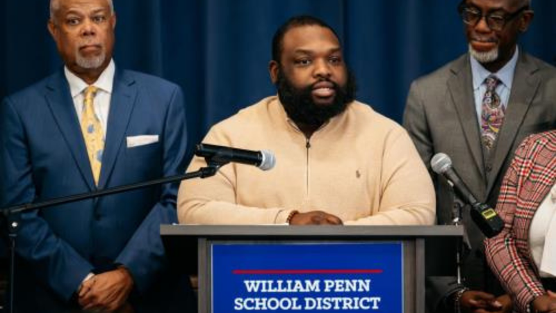 State Appropriations Chair Jordan Harris speaks to students at Penn Wood Ninth Grade Academy on Thursday, Jan. 22, 2026.