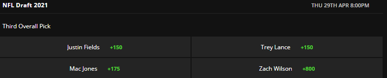 DK No. 3 Pick Odds