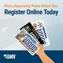 An animated collection of commemorative license plates being issued by the Nevada DMV