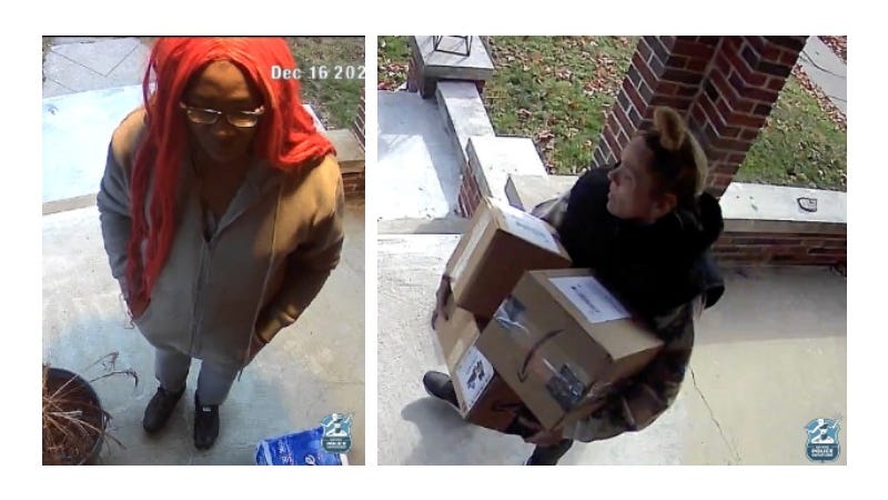 Porch pirates strike twice at same Detroit home, police asking for help identifying suspects