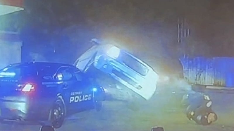 Detroit police looking for 15-year-old who nearly hit officer with stolen SUV when he ramped over patrol cars, escaped arrest