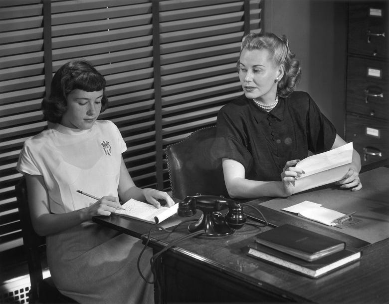 women working in 1950's office