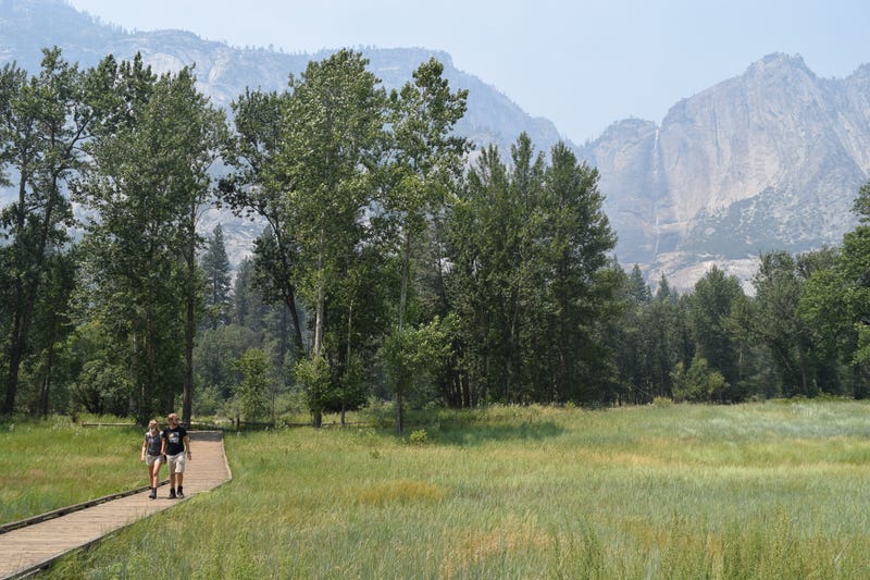 A view of the hazy sky from the Washburn Fire in Yosemite.