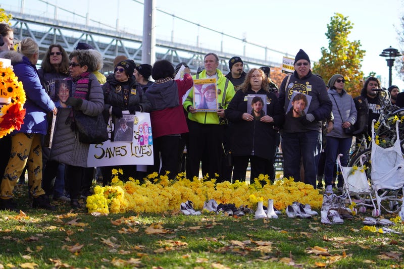 Traffic violence advocates gathered in Astoria Park Sunday.