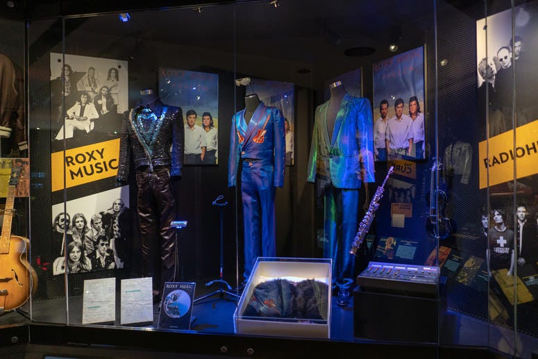 Roxy Music's stage outfits from Bryan Ferry, Phil Manzanera and Andy Mackay