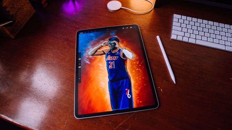 Artwork of Joel Embiid by Dhwani Saraiya.