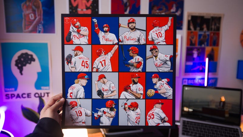 Philadelphia Phillies players depicted in Dhwani Saraiya's artwork.