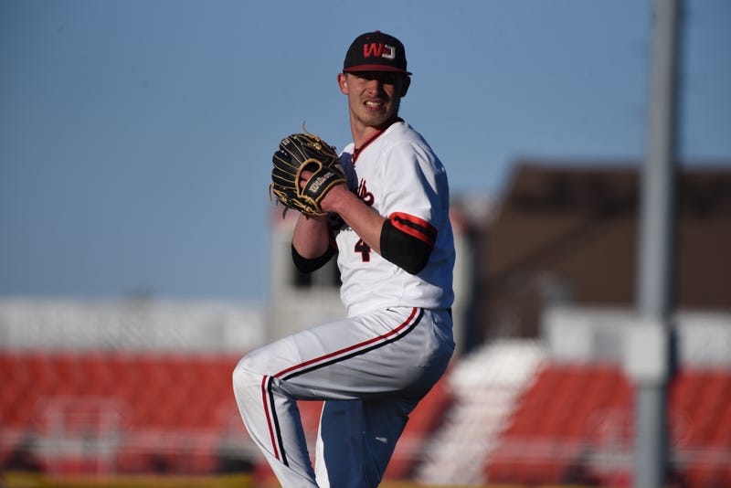 Tyler Horvat pitching at Washington and Jefferson