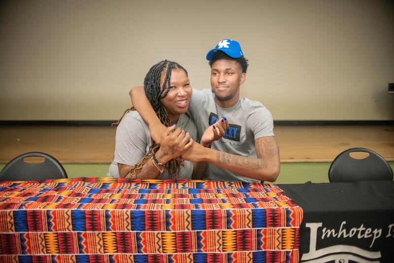 Justin Edwards and his mother Ebony Twiggs.