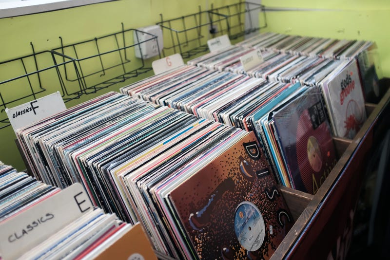 Bins of vinyl records