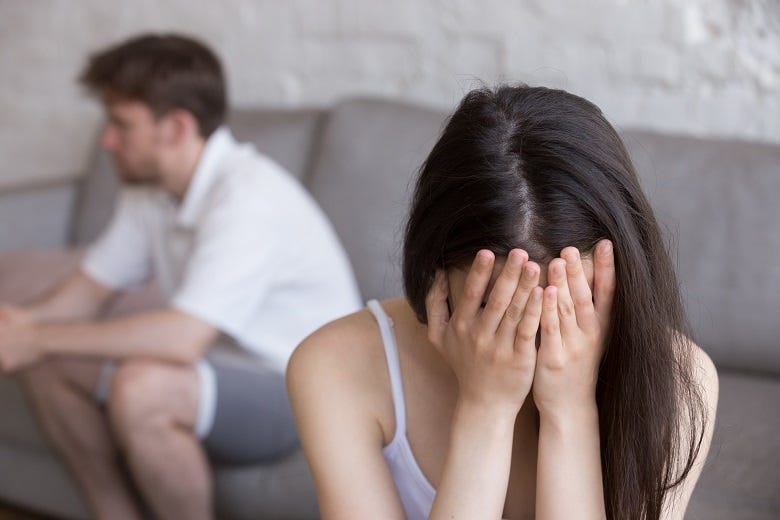 young couple after a break up