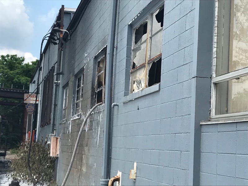 Damaged building after tractor trailer fire