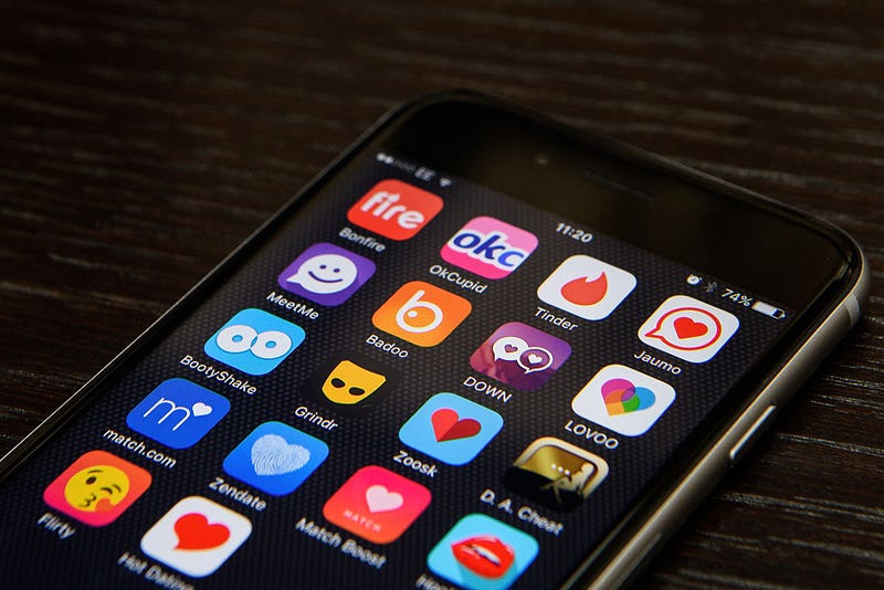 Dating apps on a phone screen