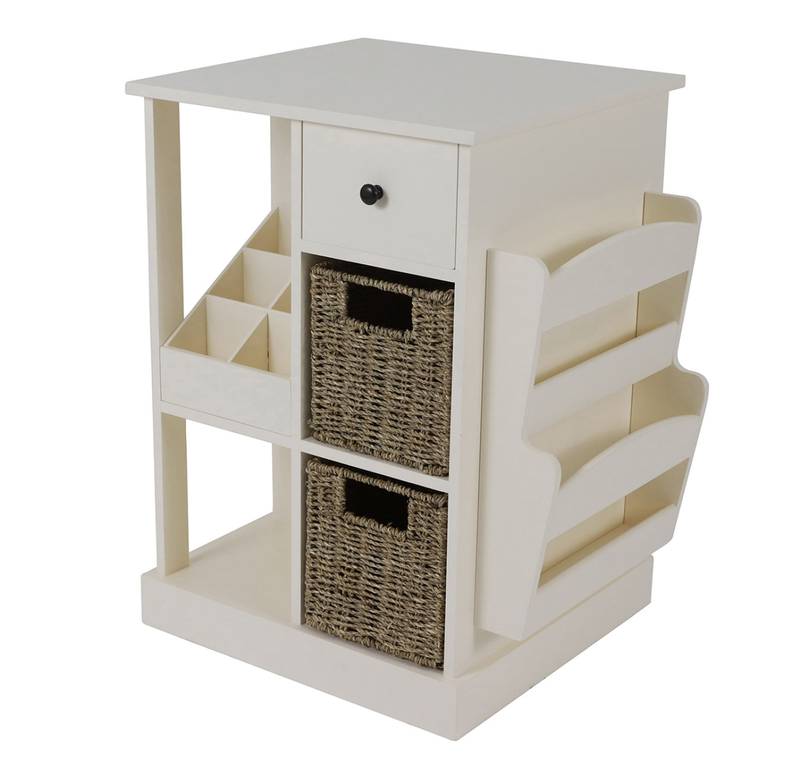 Décor Therapy White Accent Table with Storage and Shelves