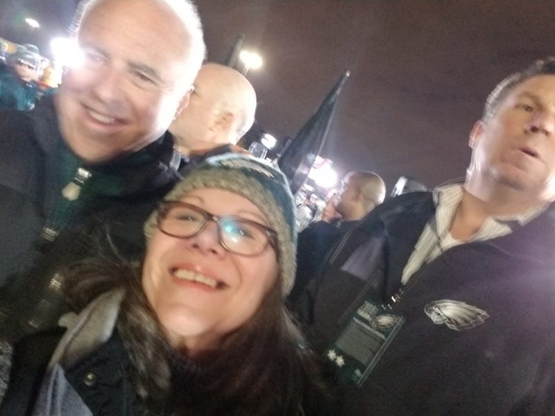 Dee Wright with Eagles owner Jeffrey Lurie.
