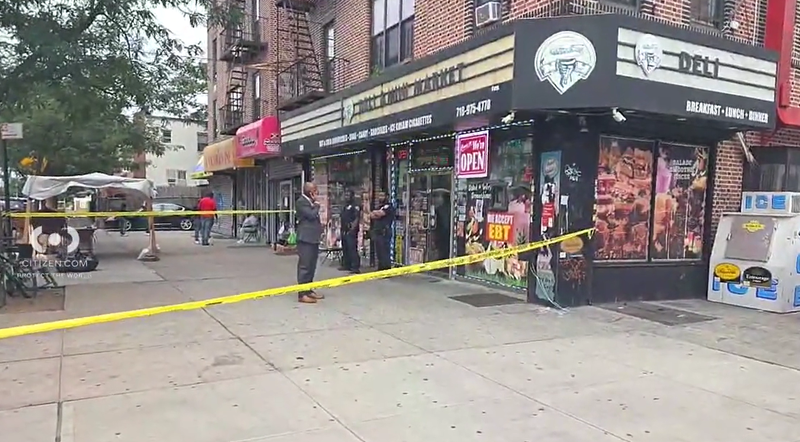 A man was stabbed to death at a Brooklyn deli on Friday afternoon, sources told 1010 WINS.