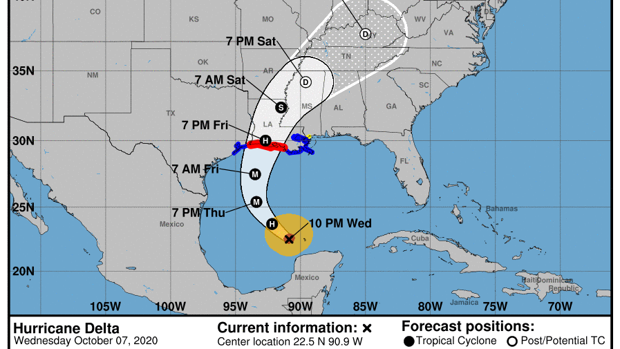 Most of Louisiana under Hurricane Warning, New Orleans under Tropical Storm Warning