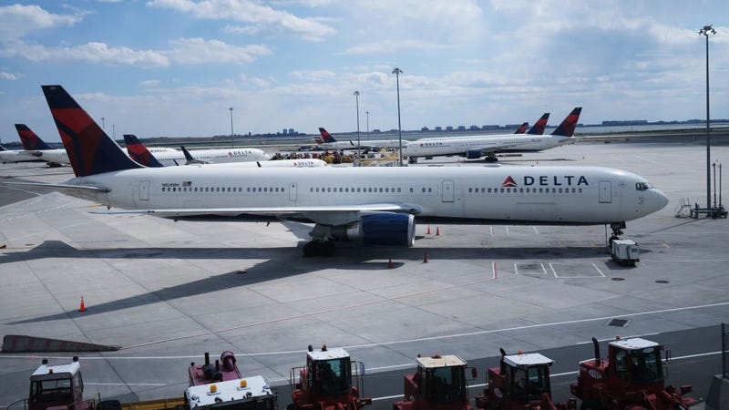  Delta planes sit on the tarmac at John F. Kennedy Airport (JFK) as it stands mostly empty due to the ongoing cutbacks in travel because of the coronavirus on April 16, 2020 in New York City. 