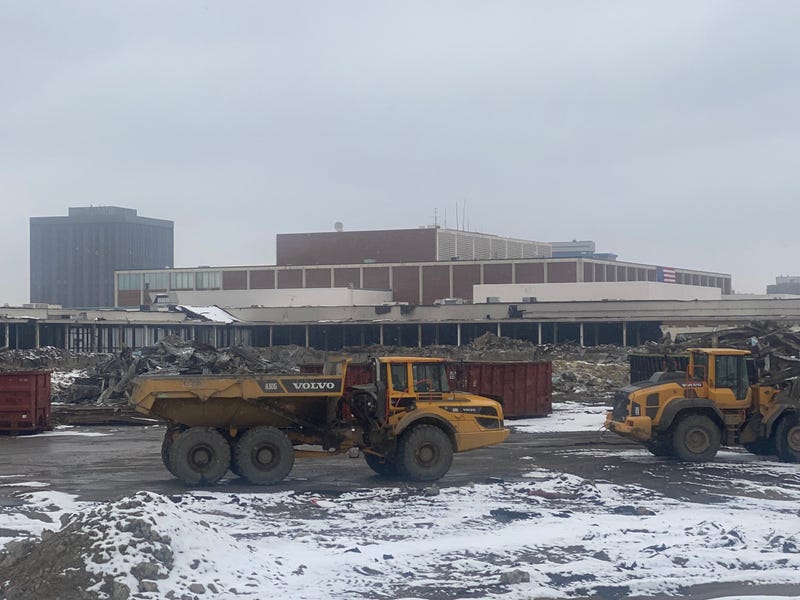 Out with the old, in with the new, as the old saying goes; trucks, trailers and bulldozers all showed up to the long-closed Northland Center in Southfield on Friday to make way for a new multi-million dollar development.