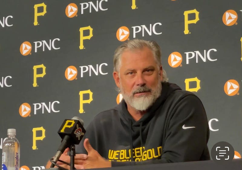 Derek Shelton at a podium