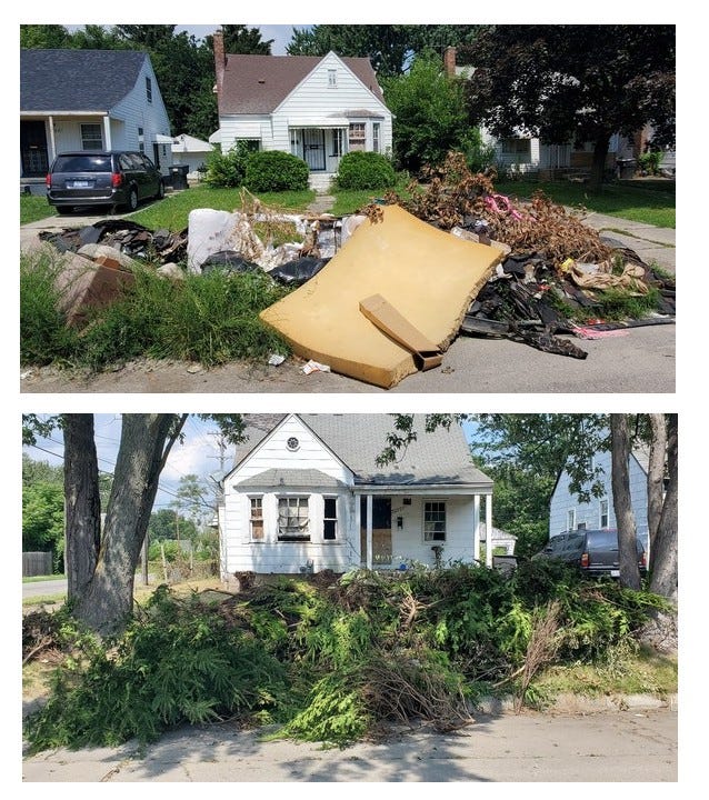 Incorrect way to dispose of bulk debris