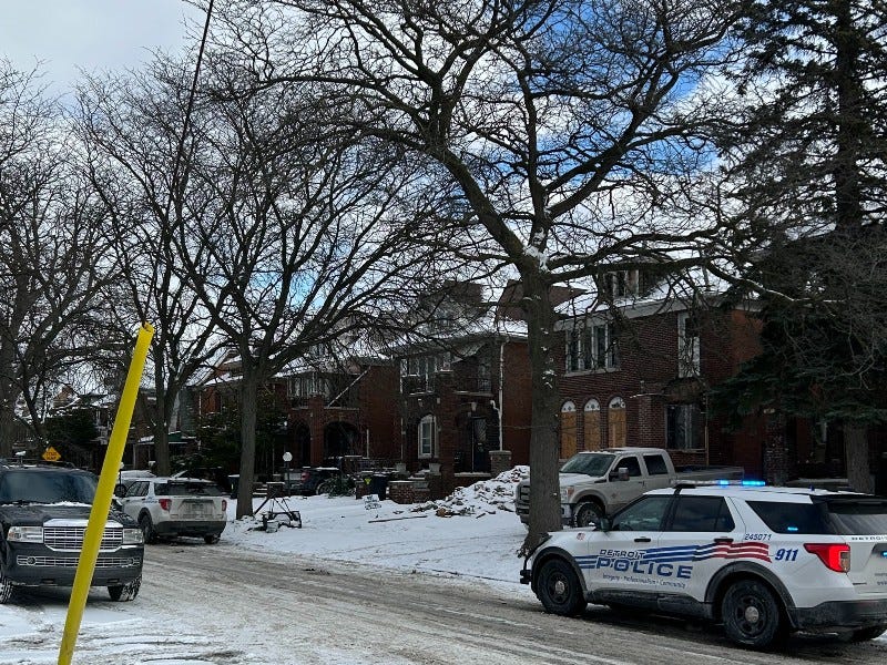 Detroit police car at the scene of child shooting on city's west side