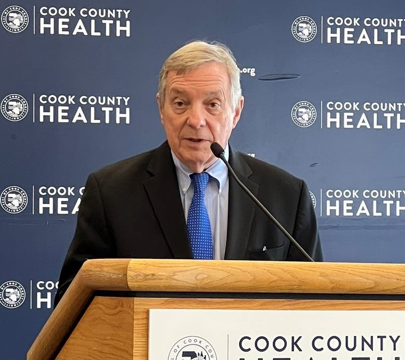 Durbin at lectern