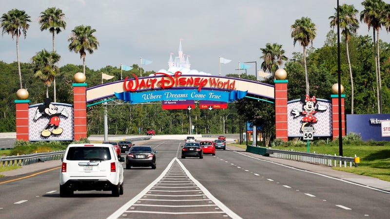 A view of the Walt Disney World theme park entrance on July 11, 2020 in Lake Buena Vista, Florida.
