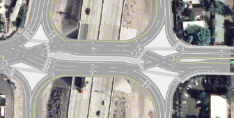 An overhead look at the design of a diverging diamond interchange