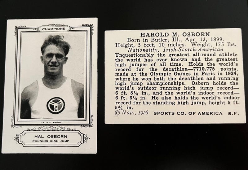 Harold Osborn trading card.