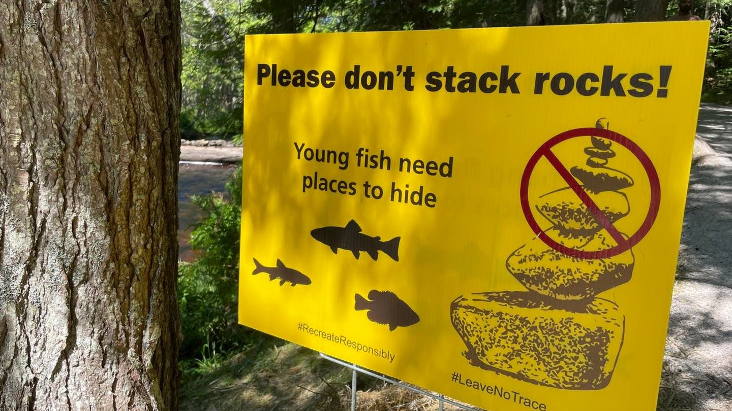 Tahquamenon Falls State Park officials asking visitors to stop stacking rocks, which can harm wildlife